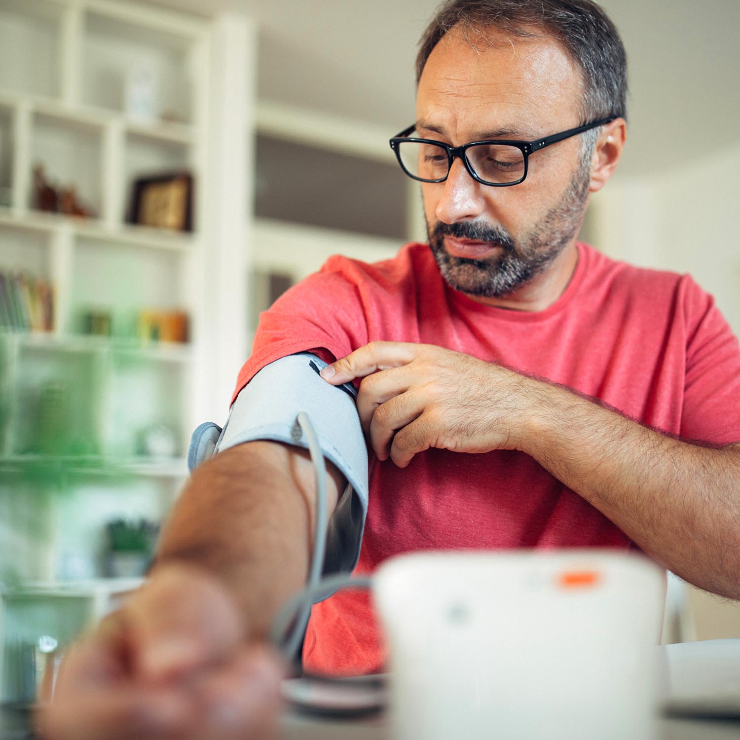 Man checking his blood pressure