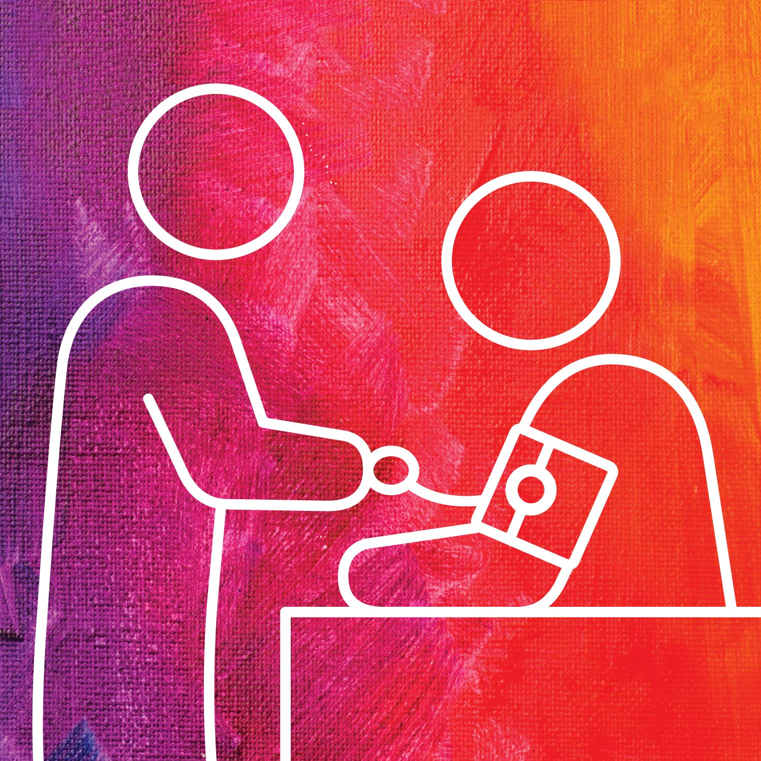 Illustration of a doctor taking a blood pressure reading of a patient