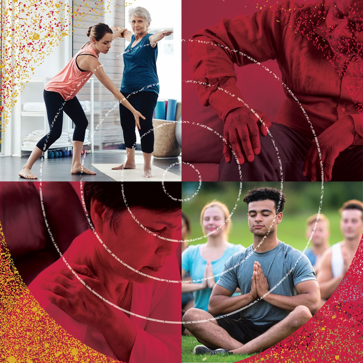 images of people practicing yoga and meditation