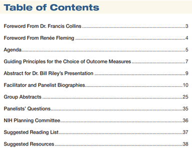 table of contents