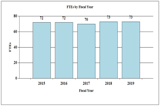 Bar chart of FTEs by Fiscal Year.