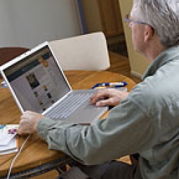 Man searches for health information on his computer