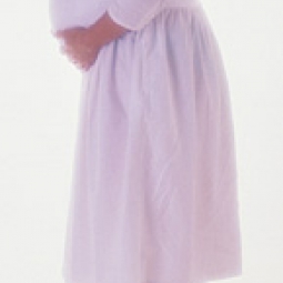 Pregnant woman in a robe.