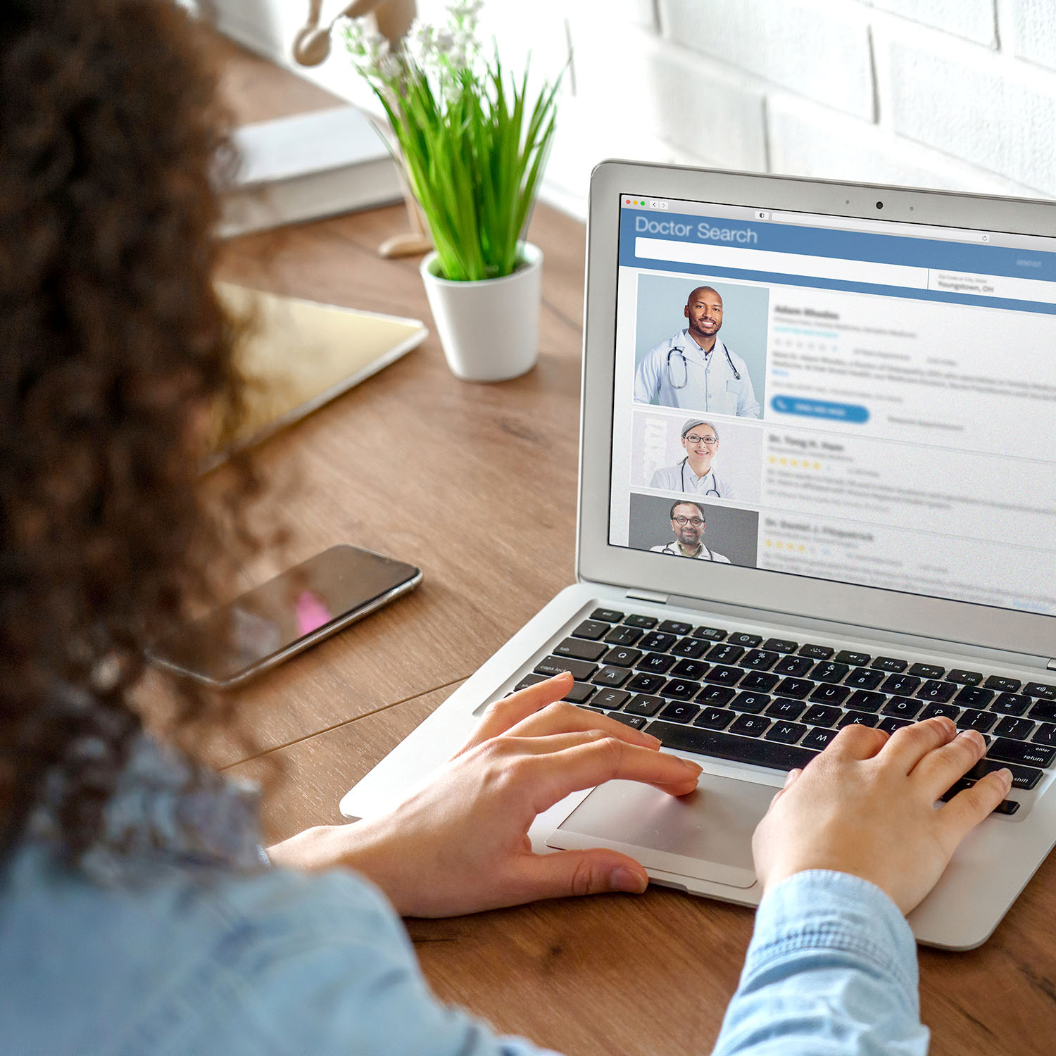 Patient looking at computer